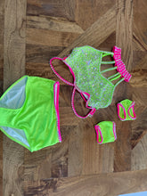 Load image into Gallery viewer, Fluro Green &amp; Pink 2 piece.
