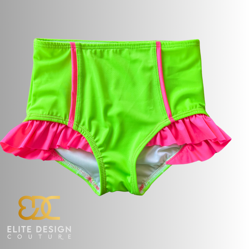 Lime green with hot pink briefs