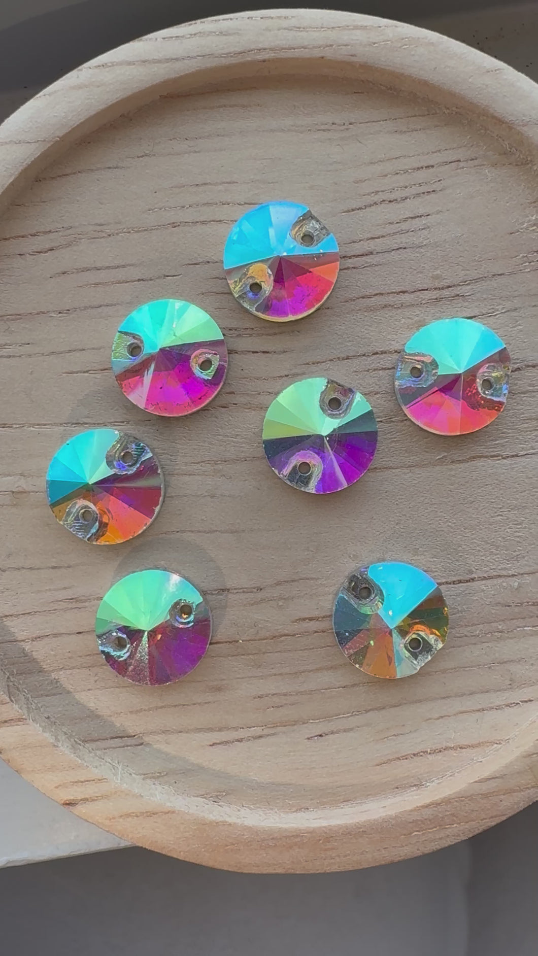 AB Glass sew on round rhinestone