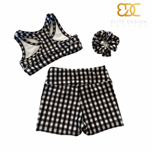 Load image into Gallery viewer, Gingham Set - Black &amp; White. Child size 8
