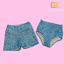 Load image into Gallery viewer, Girls Blue Leopard print briefs.
