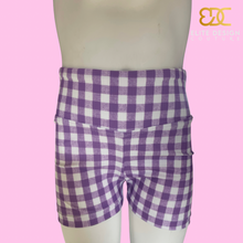 Load image into Gallery viewer, Girls Gingham - Purple shorts
