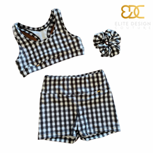 Load image into Gallery viewer, Gingham Set - Black &amp; White. Child size 8

